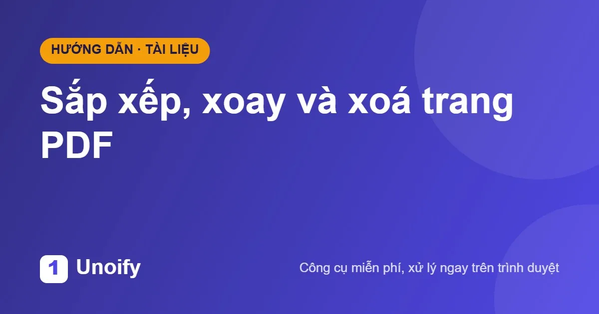 Ảnh minh hoạ hướng dẫn sử dụng Sắp xếp, xoay và xoá trang PDF trên Unoify